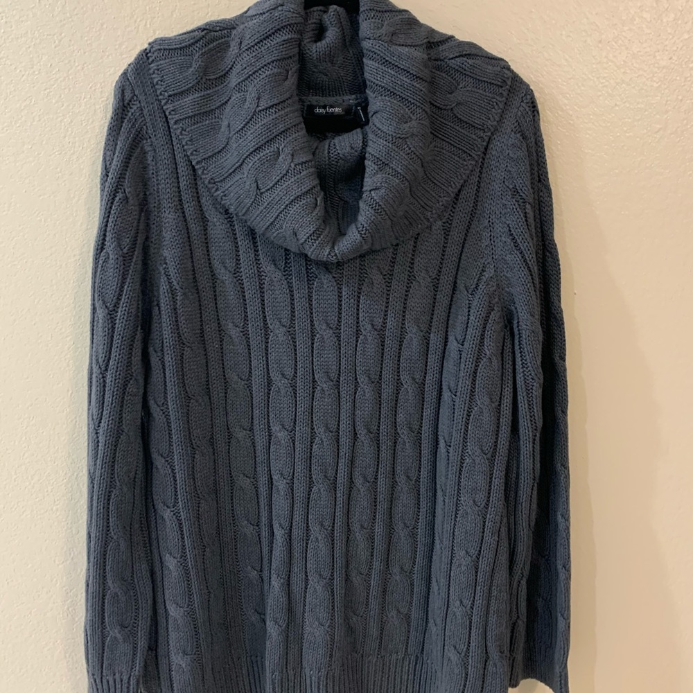 Daisy Fuentes Cowl Neck Sweater-Gray